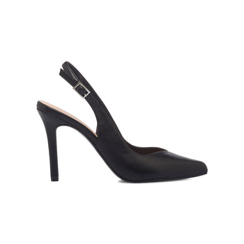 Décolleté slingback nere con tacco a stiletto 9 cm Lora Ferres, Donna, SKU w023000071, Immagine 0